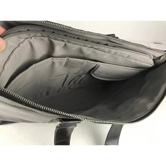 Denali Womens‎ Brown Leather Inner Dividers Pockets Double Handles Laptop Bag - Picture 6 of 10